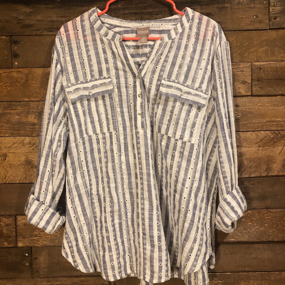 Chico's Pinstripe Longsleeve Top